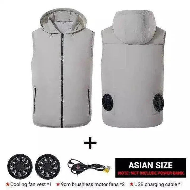 Insulated Zip-Up Hooded Vest-Grey-5