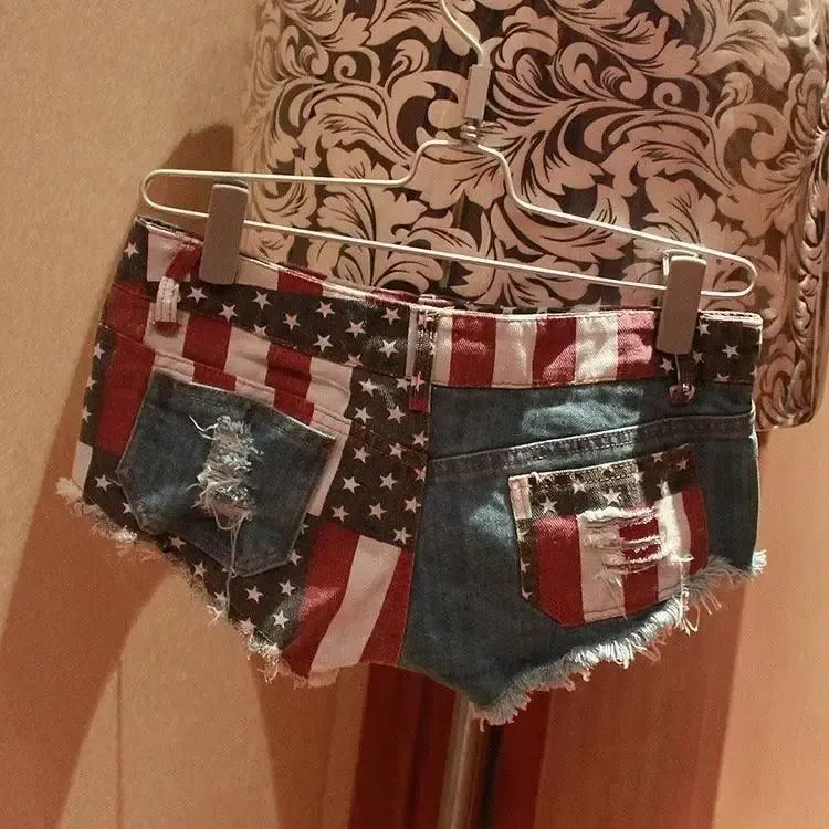 American Flag Patterned Mini Pants-5