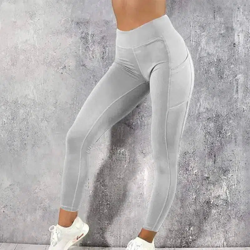 Breathable and moisture-absorbing tight yoga pants-Grey-5