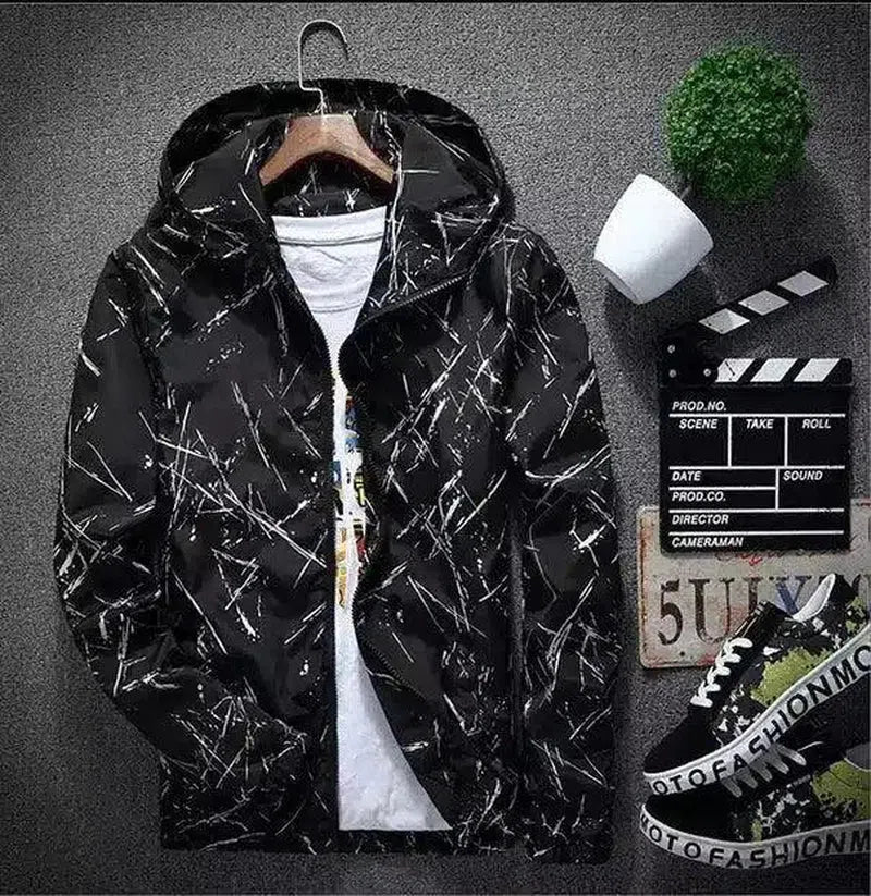 Hooded Zip-Up Lightweight Jacket-Black-2