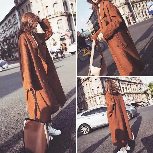 Womens Long Buttoned Winter Coat-1