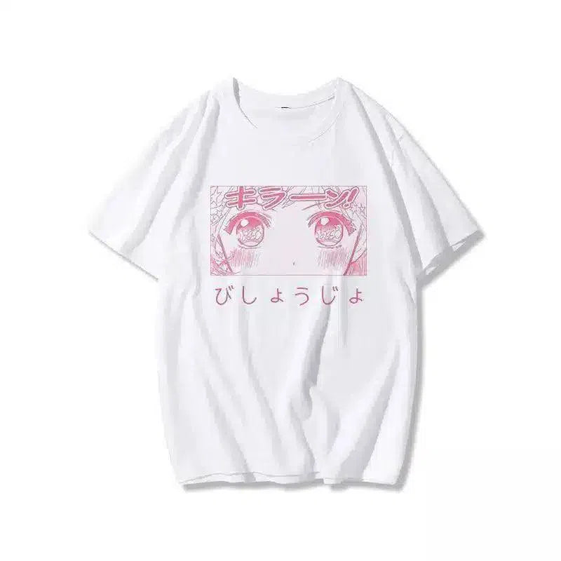 Graphic Tee with Manga Design-White A-2