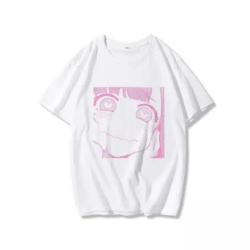 Graphic Tee with Manga Design-White C-3