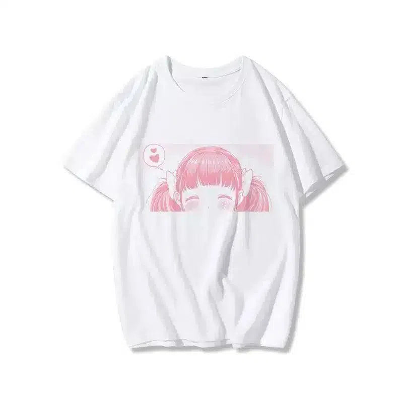 Graphic Tee with Manga Design-White B-5