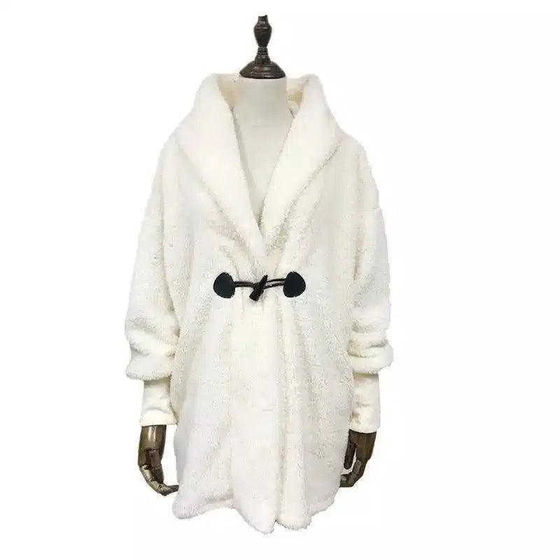 Cashmere Jacket European And American Warm Fur Coat-White-2