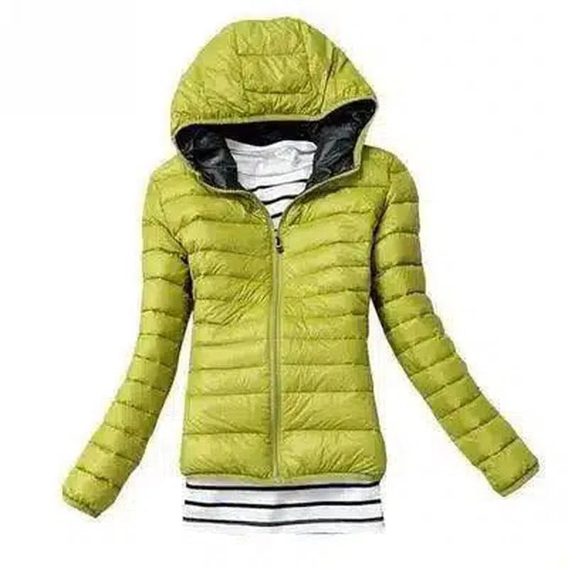 Warm Hooded Puffer Jacket for Women-Green-10