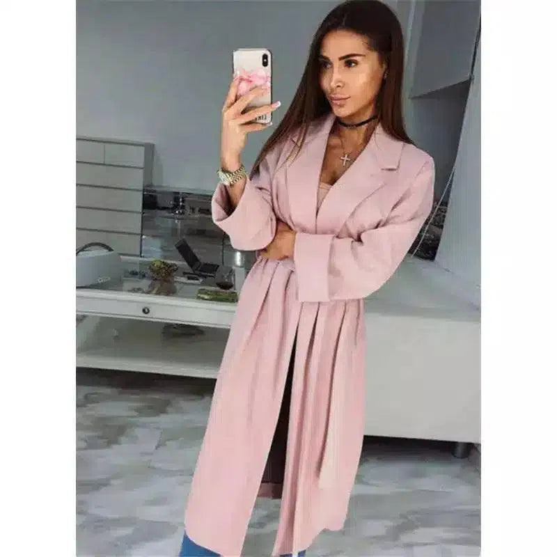 Long Sleeve Maxi Cardigan for Women-Pink-2
