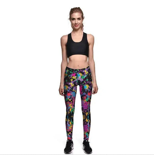 Color oil painting digital printing high waist 9 points-Black-1
