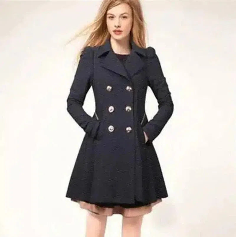 Double-Breasted Women's Peacoat Jacket-1