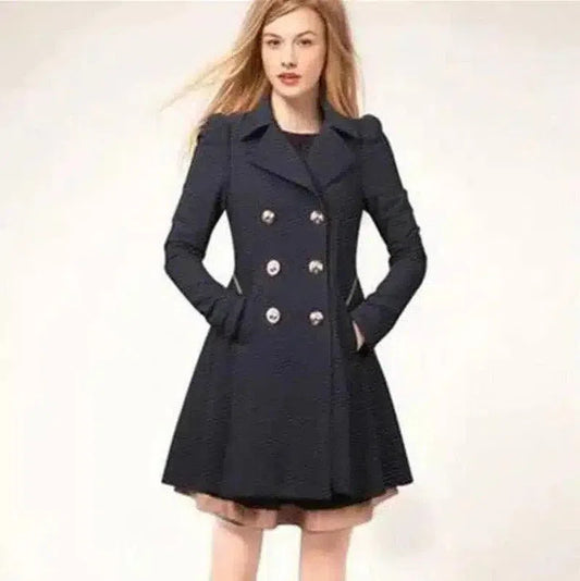 Double-Breasted Women's Peacoat Jacket-1