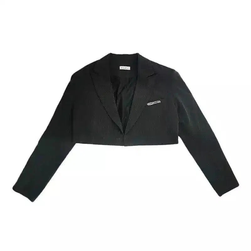 Womens Tailored Blazer and Skirt Set-Black-2