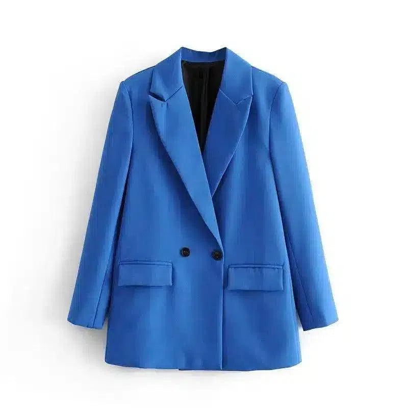 Women's Tailored Business Suit Jacket-Blue-2