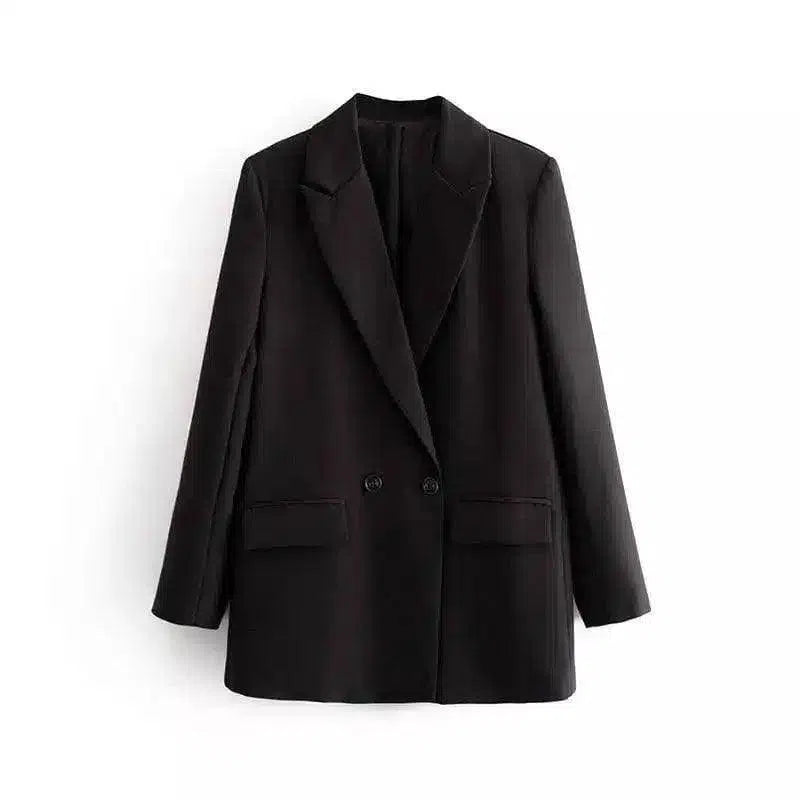 Women's Tailored Business Suit Jacket-Black-3