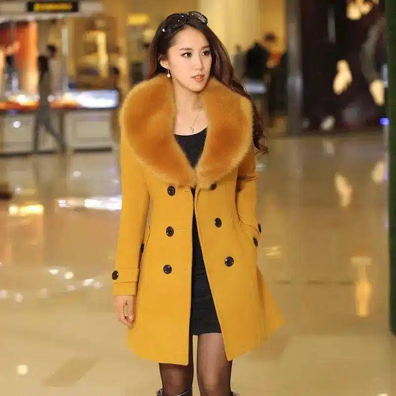 Stylish Plus Size Coat for Every Occasion-Yellow-2