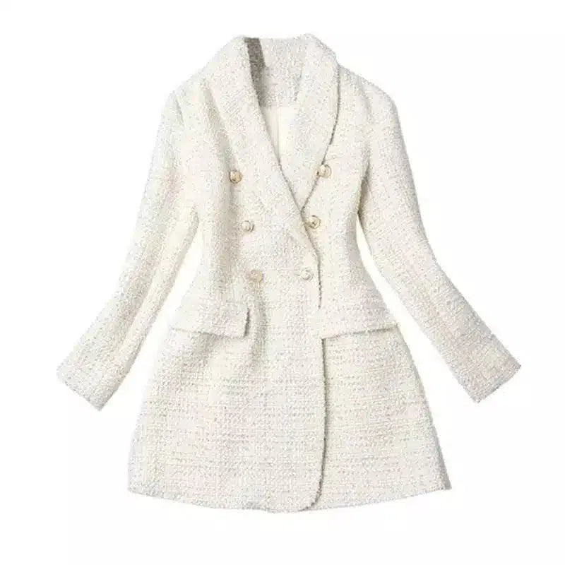 Women's Textured Long Coat with Buttons-Apricot-2