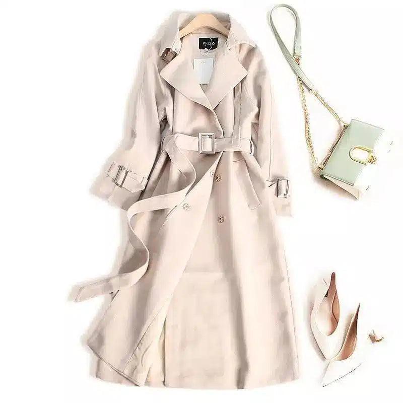 Slim-Fit Belted Trench Coat-White-3