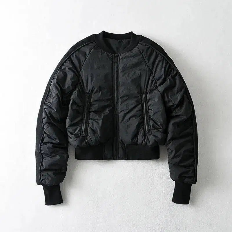 European And American Style Cotton Coat Short Bread Jacket-Black-3