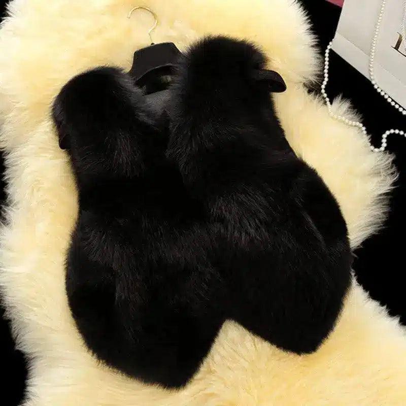European station autumn and winter Korean version of the fur-Black-3