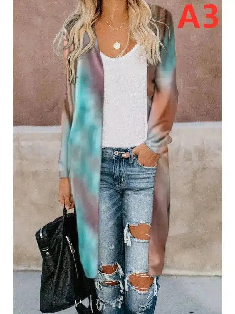 Women's Long Sleeve Open Front Cardigan-A3-1