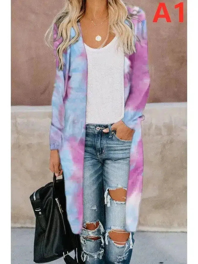 Women's Long Sleeve Open Front Cardigan-A1-2