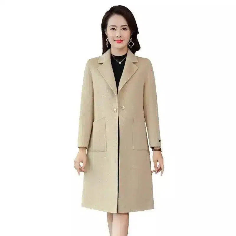 Women's Elegant Wool-Blend Coat-Camel-2