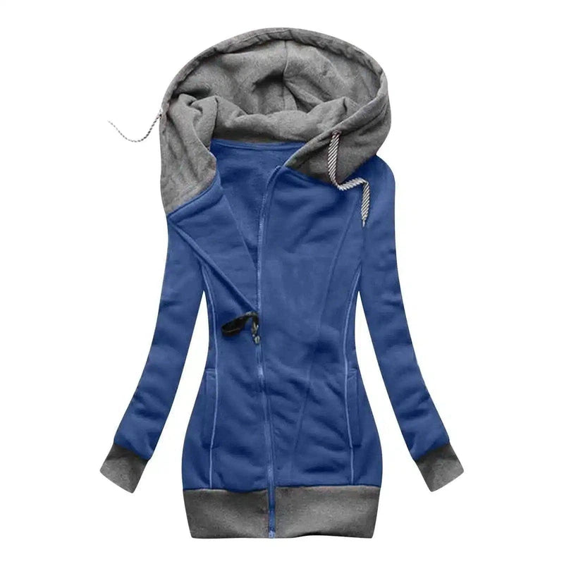 Women's Hooded Zip-Up Sweatshirt Jacket-Green-3