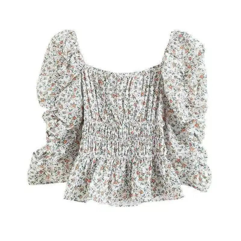 Women's Floral Smocked Puff Sleeve Top-1