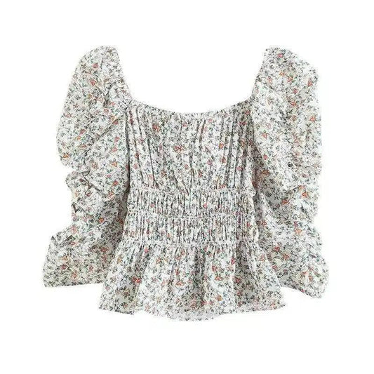Women's Floral Smocked Puff Sleeve Top-1