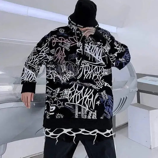 Graffiti alphabet print hoodie-1