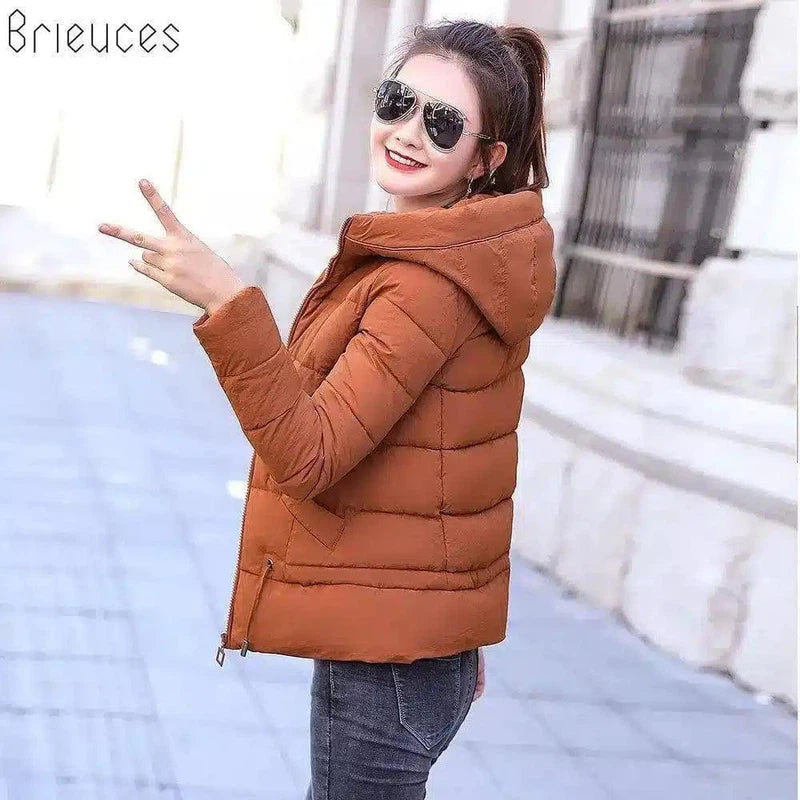Women's Insulated Hooded Winter Jacket-Khaki-5
