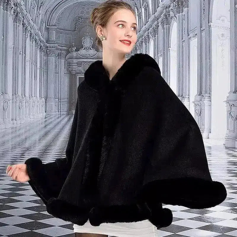 Chic Faux Fur Bolero for Elegant Outfits-Black-1