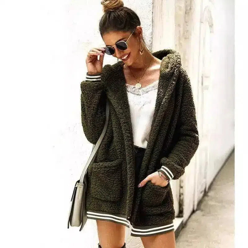 Cozy Pink Sherpa Jacket for Women-Green-4