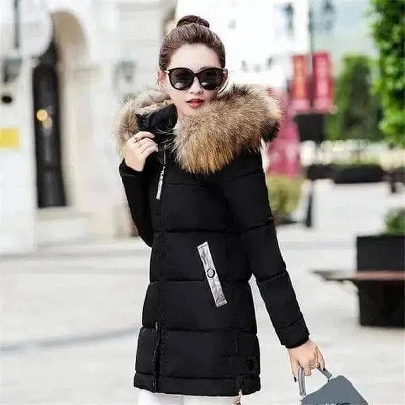 Winter Hooded Jacket with Fur Trim-Black-5