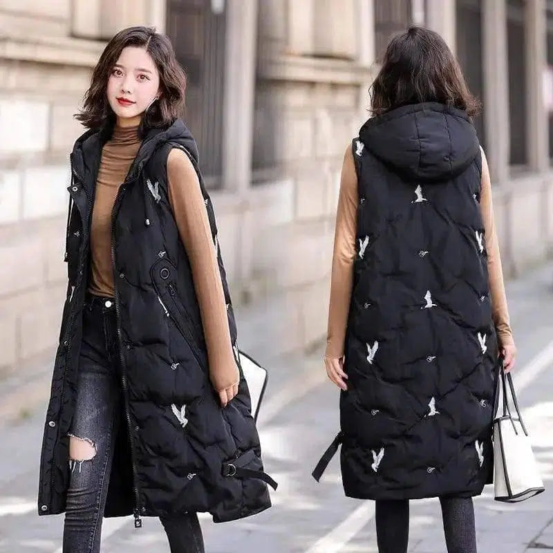 Hooded mid-length cotton vest-1