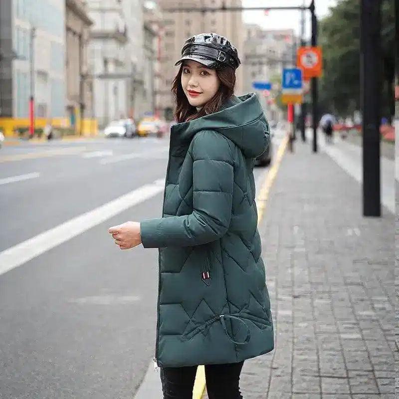 Women's Hooded Insulated Winter Coat-Army Green-2