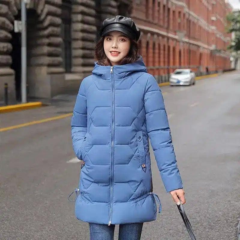 Women's Hooded Insulated Winter Coat-Blue-3