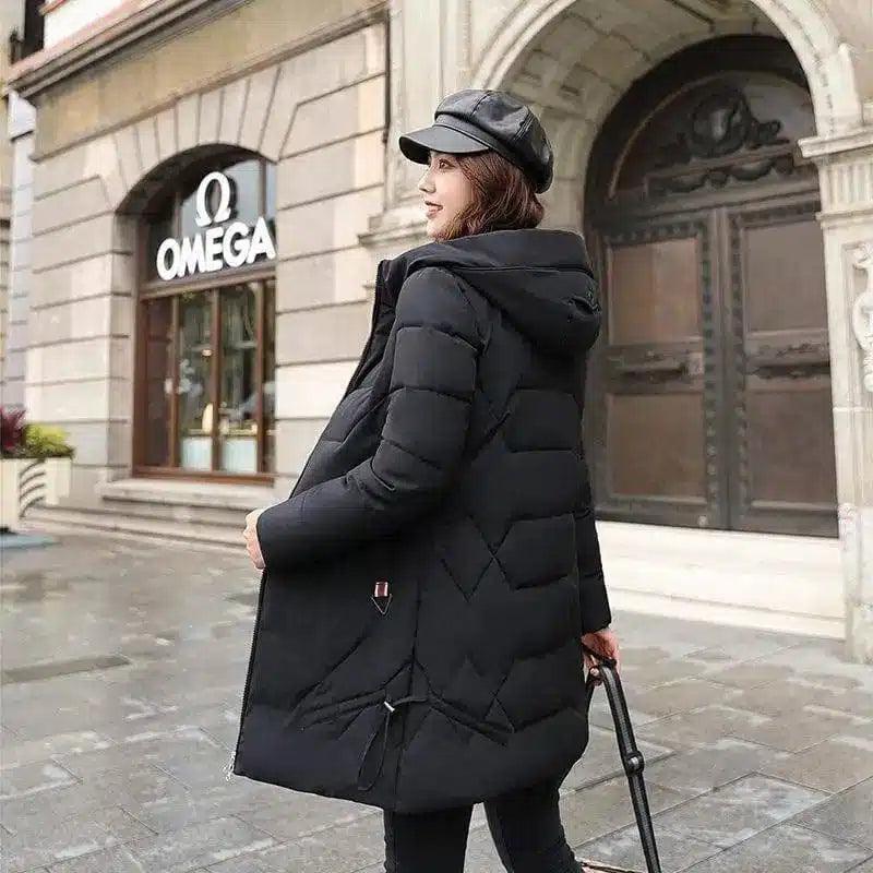 Women's Hooded Insulated Winter Coat-Black-4