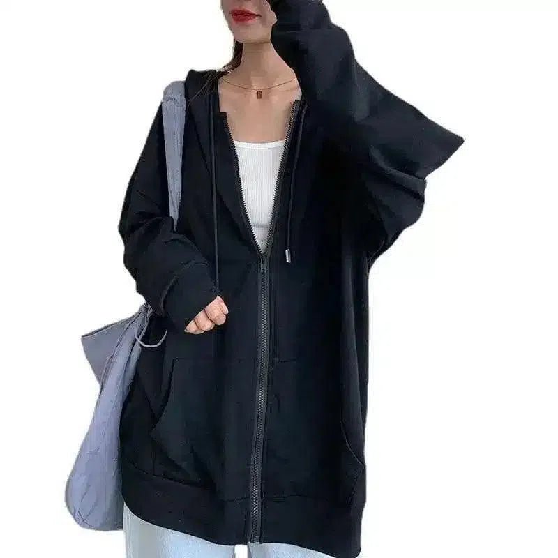 Hooded Zip-Up Casual Sweatshirt Jacket-1