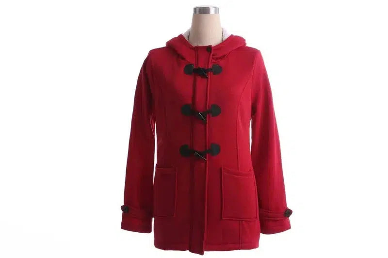 Horn buckle coat female-Maroon-2