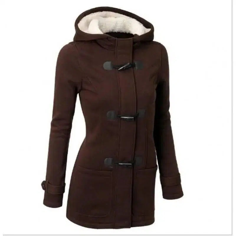 Horn buckle coat female-Brown-4