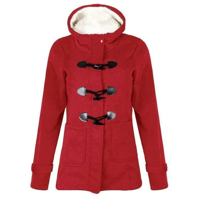 Horn buckle coat female-Red-6
