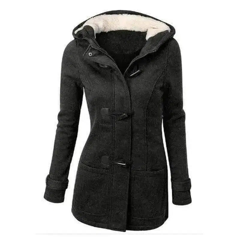 Horn buckle coat female-Dark gray-7