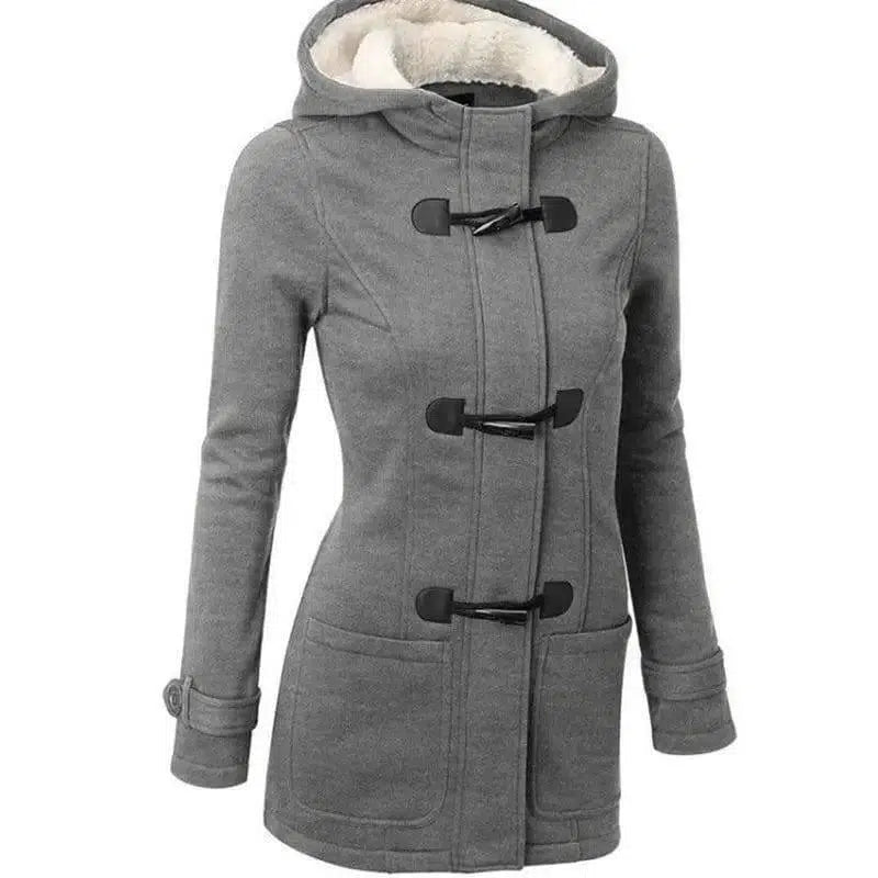 Horn buckle coat female-Light grey-8
