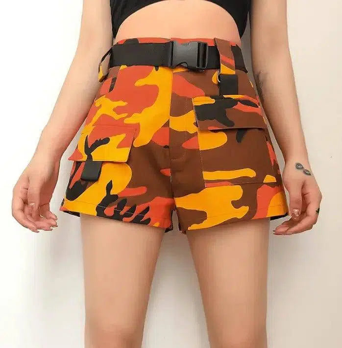 Ins summer tooling camouflage shorts women's thin section-2