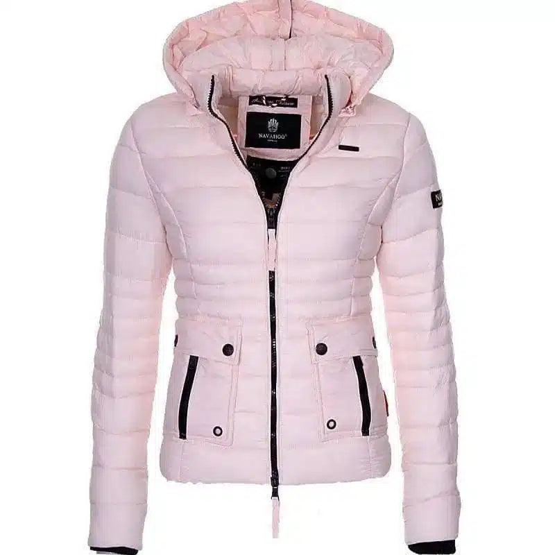 Women's Hooded Insulated Puffer Jacket-Pink-3
