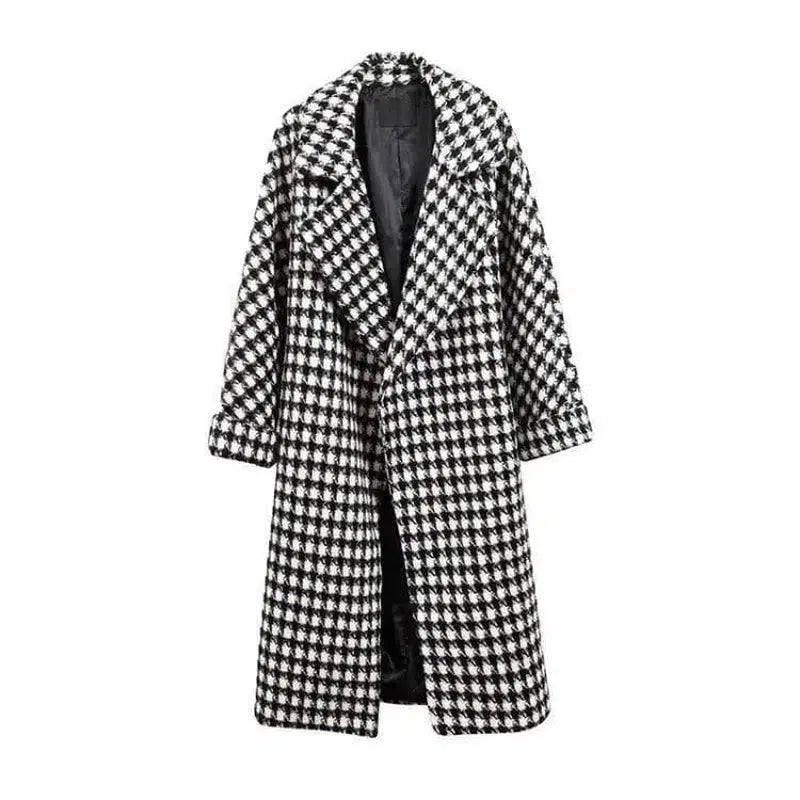 Oversized Waterproof Trench Coat with Hood-Black and white-2