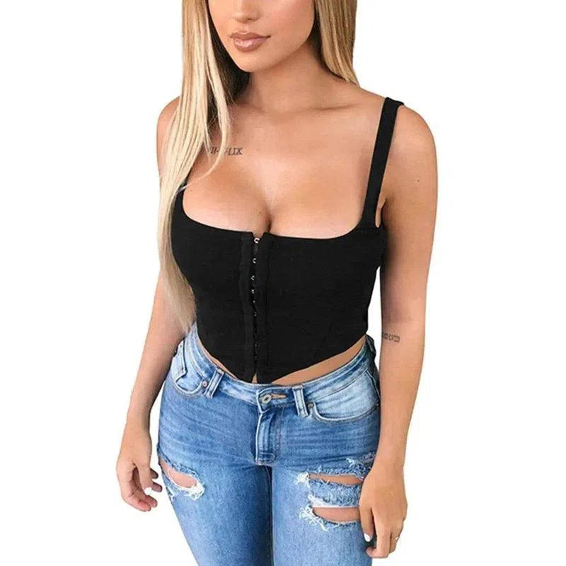 Slim Fit Zippered Tank Top for Women-Black-4