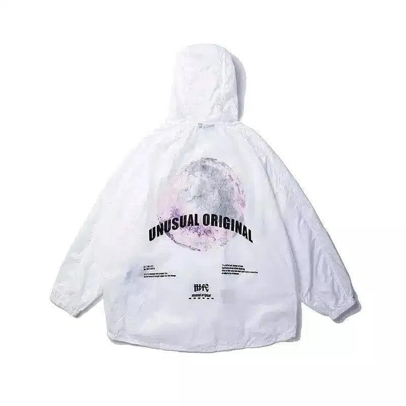 Unisex Lightweight Hooded Rain Jackets-white-2