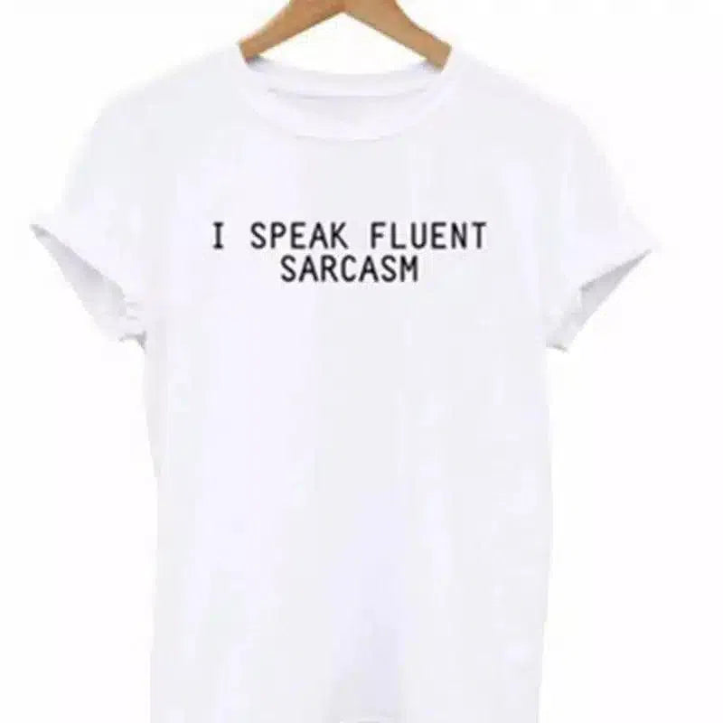 Slogan Tee with Humorous Phrase-White-2