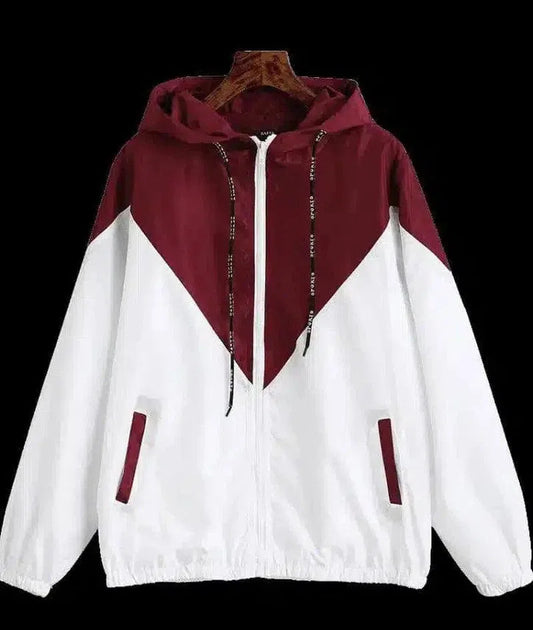Hooded Zip-Up Windbreaker with Pockets-S-1
